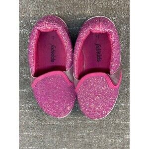 Girls Size 12 Fabkids Hot Pink Glitter Slip On Vans Sparkles Shoes